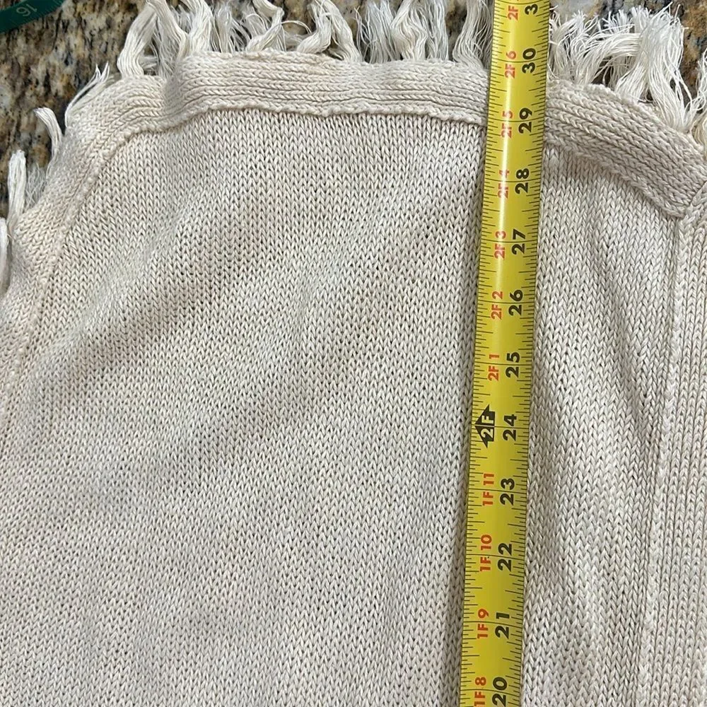 J. Crew 100% Linen Relaxed Fit Kimono Cardigan Tassel Detail Size S/M